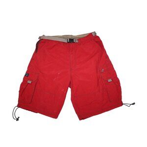 Vintage Y2K Abercrombie Fitch Mens Size L Cargo Shorts Paratrooper Red Belted